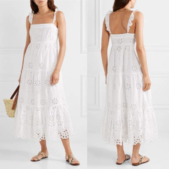 J Crew Womens Eyelet Peyton Broderie Anglaise Cotton Tiered Skirt Maxi Dress - Picture 1 of 10